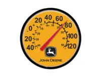 Image of the John Deere Construction Yellow Round Wall Thermometer.