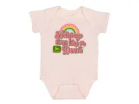 Image of the John Deere Infant Blush Crystalina Rainbow Bodysuit