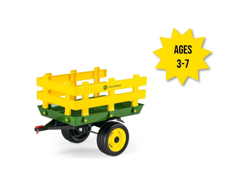 Image of the John Deere accessory trailer for kids ride-on toys.