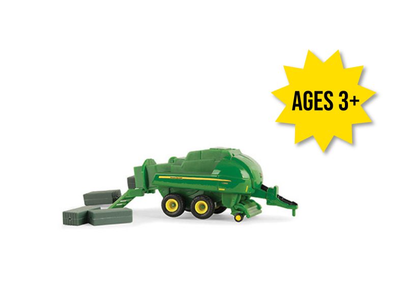 Image of the 1/64 scale John Deere Replica Play L340 Large Square Hay Baler toy.