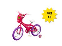 Image of the 16-inch John Deere pink kids bicycle.