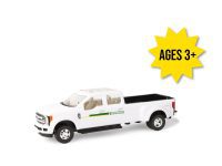 Image of the 1/64 scale John Deere Replica Play Ford F-350 Dealership toy truck.