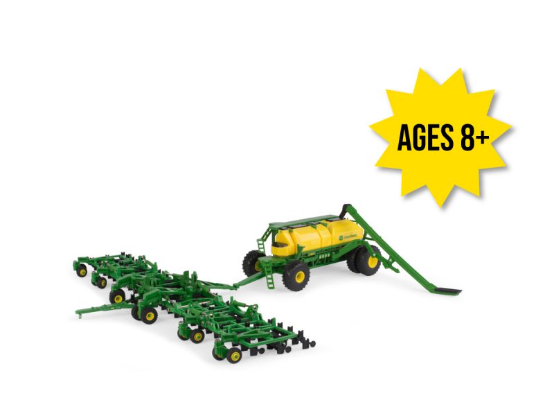 Image of the 1/64 scale John Deere Replica Play air seeder toy set.