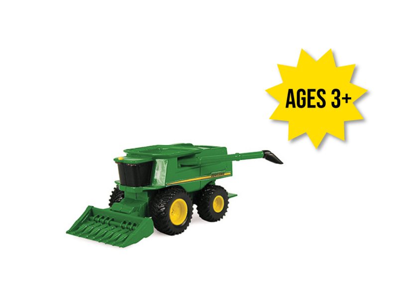 Image of the John Deere Collect N Play mini combine with grain head kids toy.