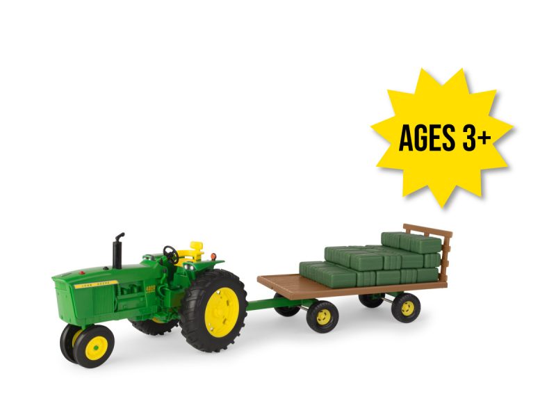 Image of the 1/16 scale John Deere 4020 toy tractor wagon set.