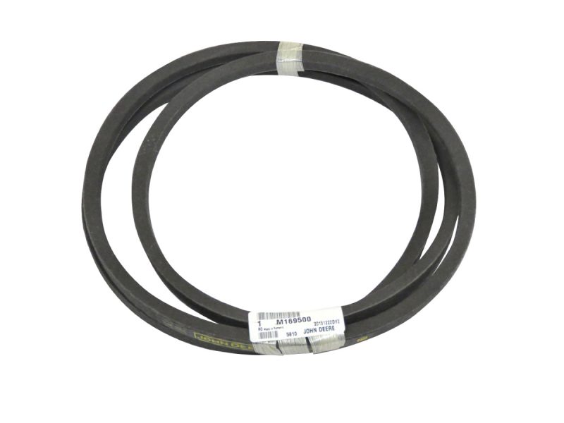 Image of M169500 John Deere Deck Drive Belt for X300 & X500 Series riding lawn mowers with 48-inch decks.