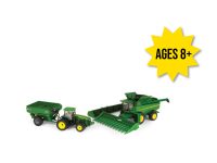 Image of the 1/64 scale John Deere Replica Play toy harvesting set.