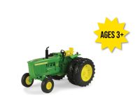 Image of the front view of the 1/16 scale John-Deere 4020 toy tractor with lights and sounds.