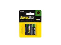 Image of the John Deere 4 pack of AAA size StrongBox batteries for kids toys.