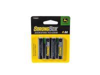 Image of the John Deere 4 pack of AA size Strongbox batteries for kids toys.