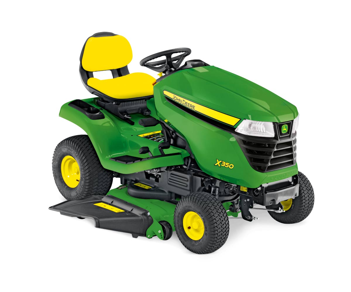 John-Deere-X350-Riding-Lawn-Mower-2 Image of the John Deere X350 riding lawn tractor.