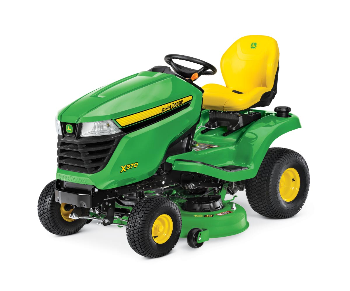 John-Deere-X370-Riding-Lawn-Mower-1 Image of the John Deere X370 riding lawn tractor.