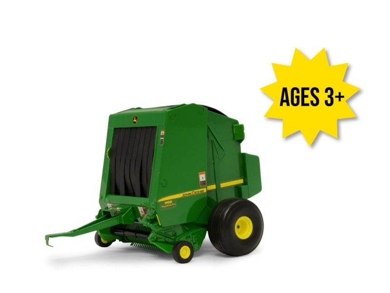 Image of the 1/16 scale John Deere Replica Play 569 Round Hay Baler toy.
