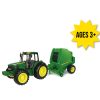 Image of the 1/16 scale John Deere Big Farm Tractor and Baler kids toy set.