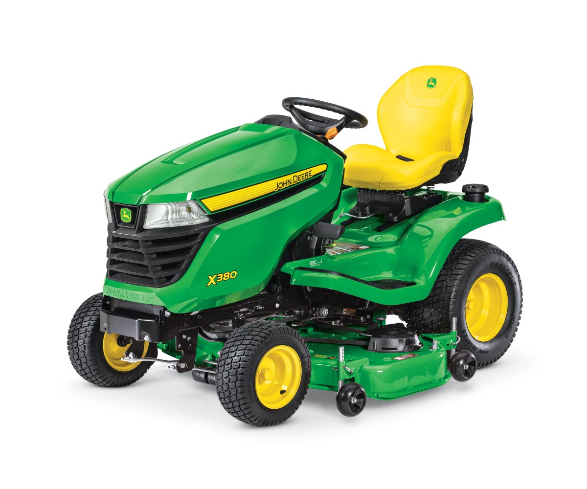 John-Deere-X380-Riding-Lawn-Mower-1 Image of the John Deere X380 riding lawn tractor.
