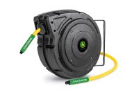 Image of the John Deere retractable air hose reel with polymer hose.