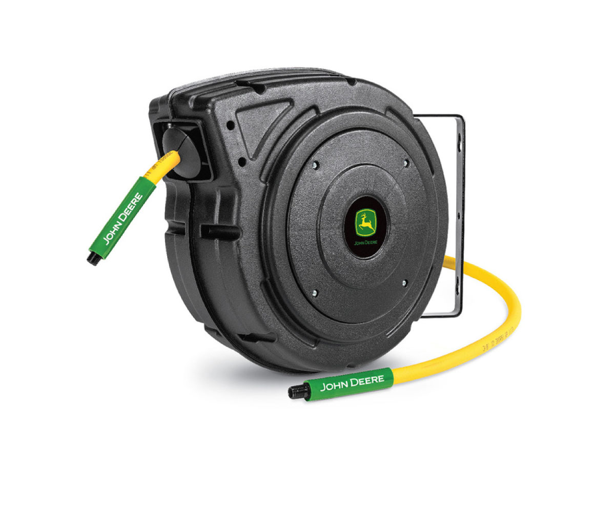 AT-4803-J-John-Deere-Retractable-Air-Hose-Reel-with-polymer-hose Image of the John Deere retractable air hose reel with polymer hose.