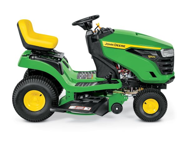 Image of the John Deere S100 riding lawn tractor.