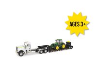 Image of the 1/16 Scale Big Farm Peterbilt Sem with Lowboy Trailer and John Deere 7430 tractor.