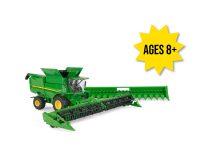 Image of the 1/32 scale replica John Deere S780 toy Combine with corn and draper heads.