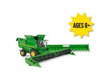 Image of the 1/32 scale replica John Deere S780 toy Combine with corn and draper heads.