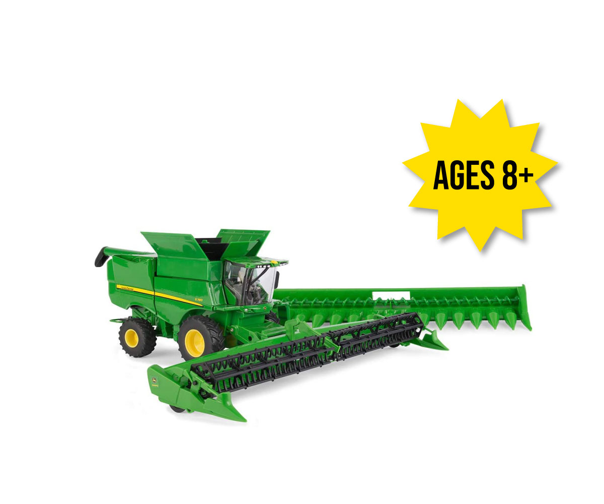 LP68818-John-Deere-1-32-scale-S780-toy-combine-with-corn-and-draper-head-3 Image of the 1/32 scale replica John Deere S780 toy Combine with corn and draper heads.
