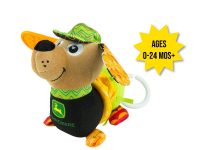 Image of the multi color and textured Lamaze John Deere Corn E Dogg Clip and go infant toy.