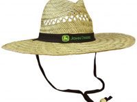 John Deere Straw Lifeguard Hat with Black Band and Adjustable Black Strap