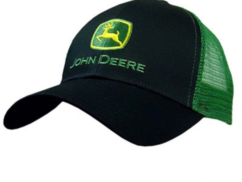 John Deere Classic Two-Tone Black and Green Cap with Mesh Back