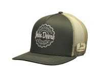Image of the John Deere Olive and Tan Flat Bill Cap.