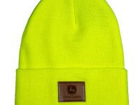 Bright Yellow John Deere Knit Beanie with Leather Patch