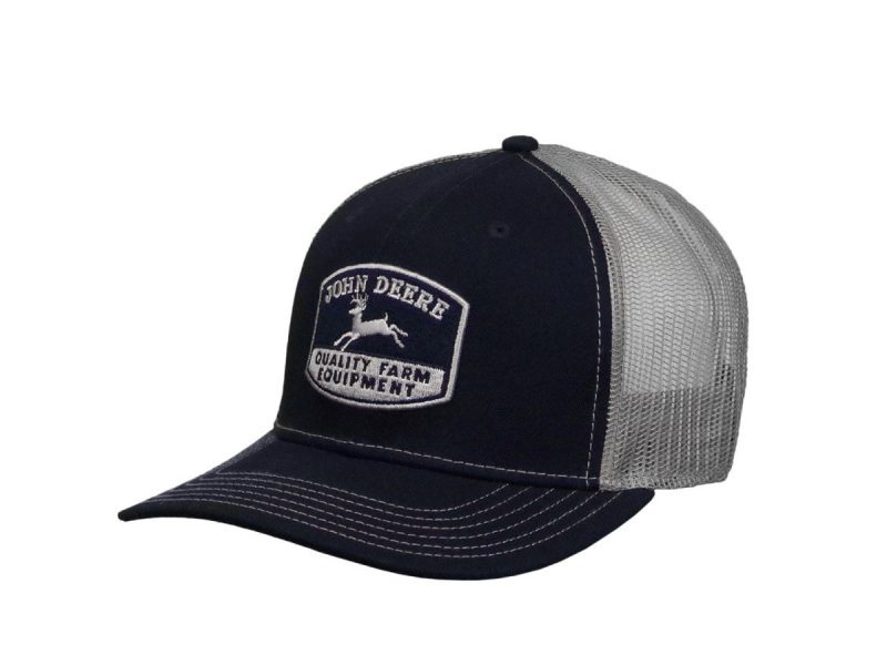 Image of the Navy and White John Deere Quality Cap with Mesh Back.