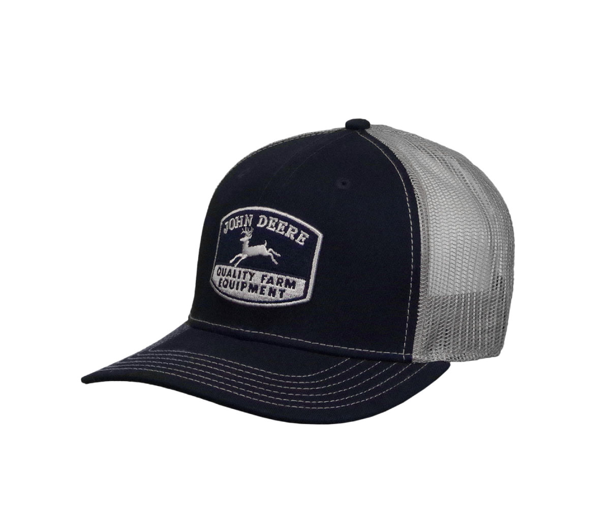 LP73373-Quality-Cap-1 Image of the Navy and White John Deere Quality Cap with Mesh Back.
