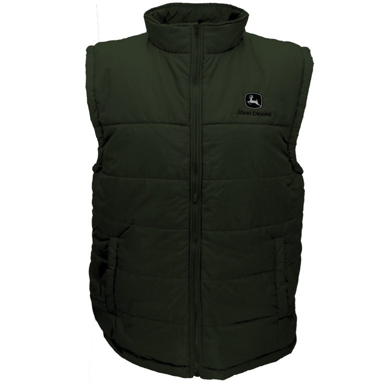 John Deere Olive Polyfill Zipper Vest
