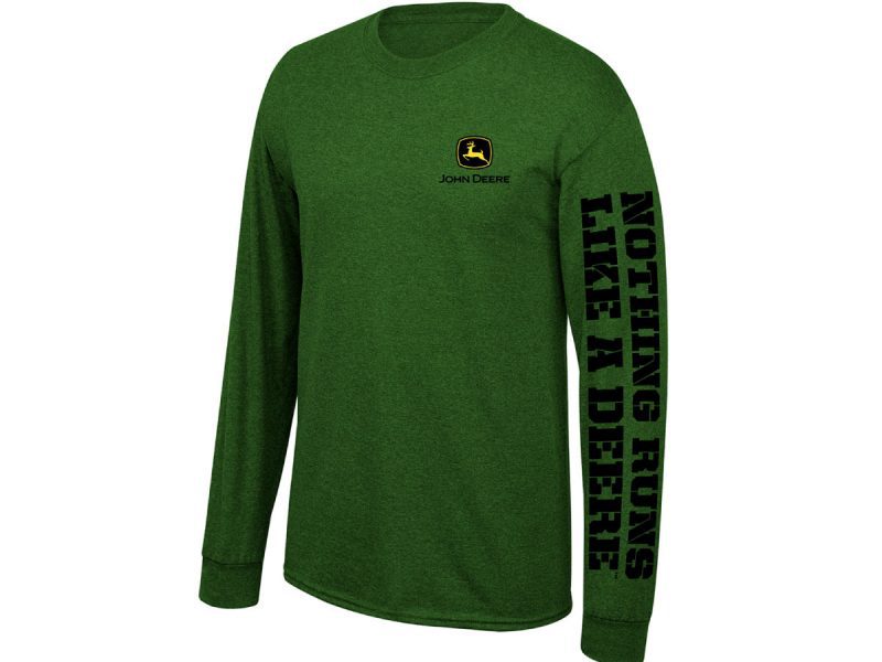 Image of the dark green John Deere Nothing Runs Like a Deere Long Sleeve T-shirt.