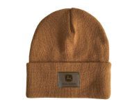 Image of the Brown Knit Beanie with John Deere Patch.