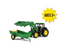 Image of the 1/32 scale John Deere M6 6210 toy tractor with loader and spreader.