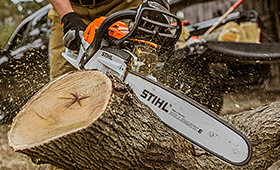 STIHL Chainsaw Cutting Wood