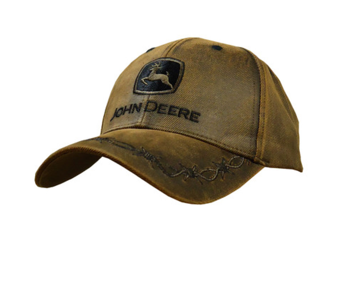 LP41549-Oilskin-cap-with-TradeMark-John-Deere-Logo-1 Image of the Oilskin Cap with the TradeMarked John Deere Logo.