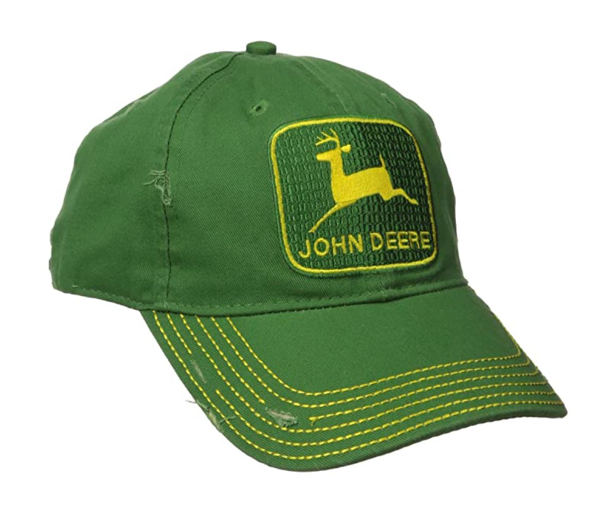 LP48321-distressed-green-hat-2 Image of the front of the John Deere distressed green hat.