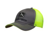 Image of the John Deere Neon Yellow High Visibility and Charcoal Mesh back cap.