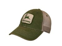 Image of the John Deere Ivory and Green Stoned washed mens cap.