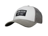 Image of the unisex John Deere established 1837 faux suede and mesh back hat.
