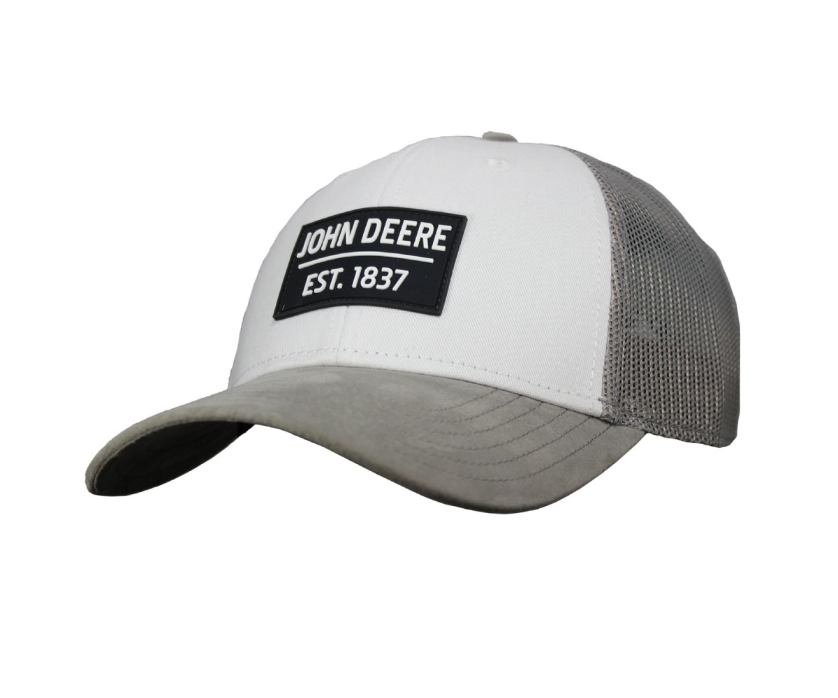 LP79654-John-Deere-Unisex-Oxford-est-1837-patch-faux-suede-mesh-hat-1 Image of the unisex John Deere established 1837 faux suede and mesh back hat.