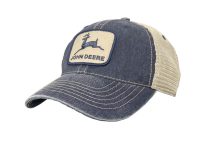Image of the John Deere Unisex Navy Stone washed cap.