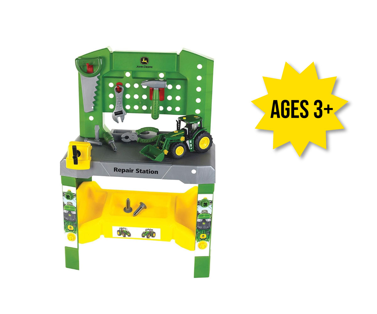 LP66712-buildable-repair-station-and-tractor-John-Deere-kids-learning-toys-4 Image of the John Deere Buildable repair station and tractor kids learning toy set.