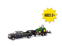Image of the 1/32 scale John Deere Everyday Play Ford pickup truck, gooseneck trailer and 5075E tractor.