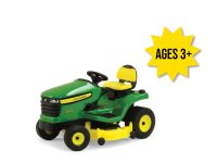 Image of the 1/16 scale John Deere X320 riding lawn mower replica play toy.