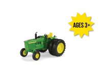 Image of the front view of the 1/16 scale John-Deere 4020 toy tractor with lights and sounds.