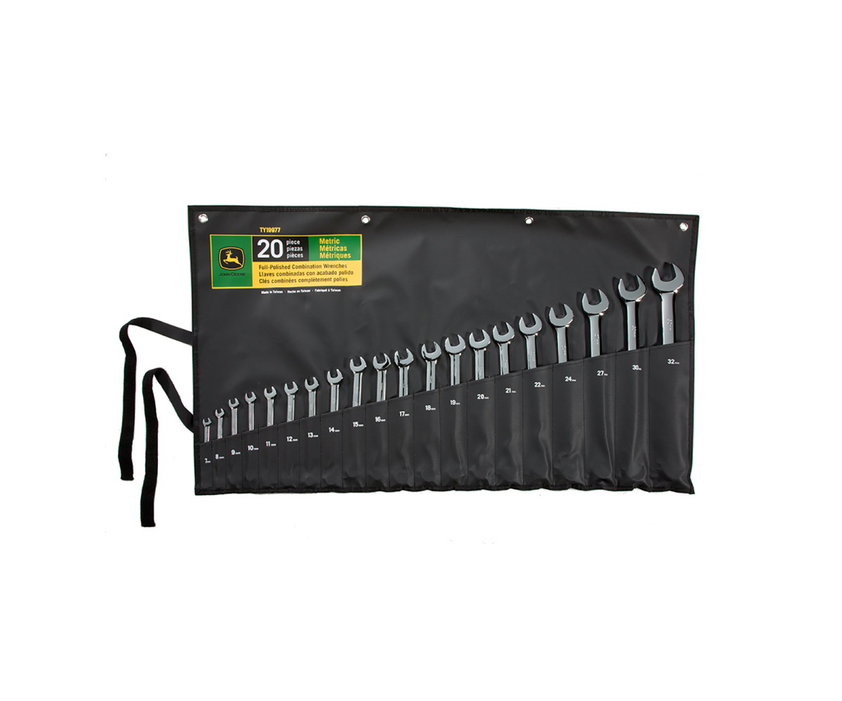 TY19977-John-Deere-20-piece-Metric-Combination-Wrench-Set Image of the John Deere 20-Piece Metric Combination Wrench Set.